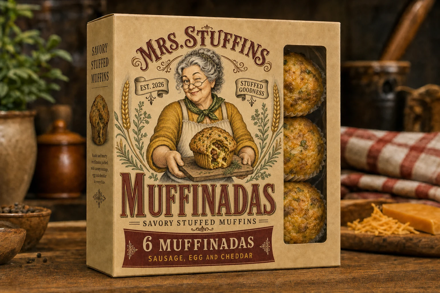 Mrs. Stuffins retail multipack cartons on a grocery cold case shelf