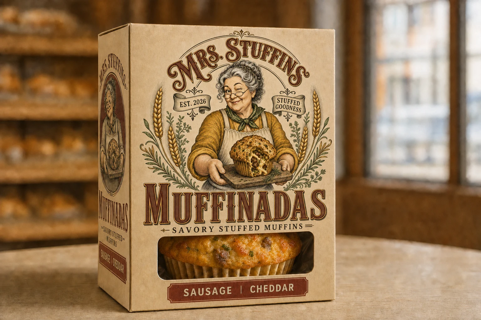 Mrs. Stuffins single-serve box on an airport cooler shelf